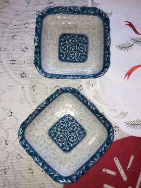 Vintage Sweet Porcelain Seokchon Loko square trinket dishes  - Set of 2